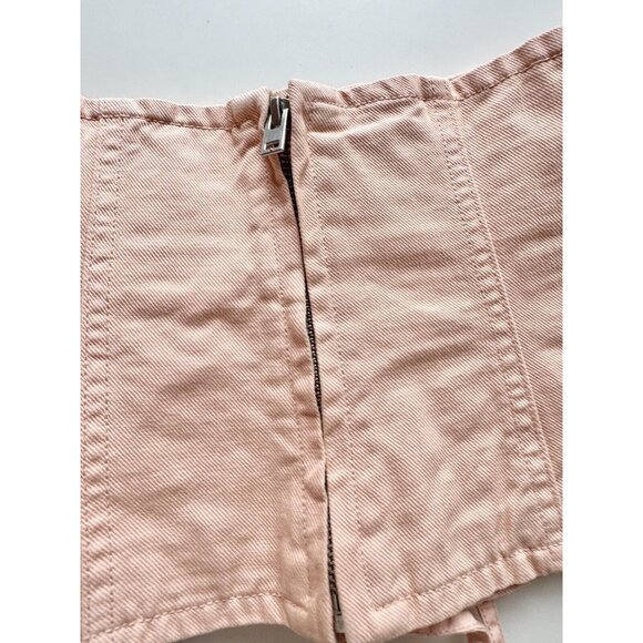 Aritzia WILFRED Audra Camille Pink Cotton Denim Cropped Waist Corset, Size XXS - Picture 4 of 13